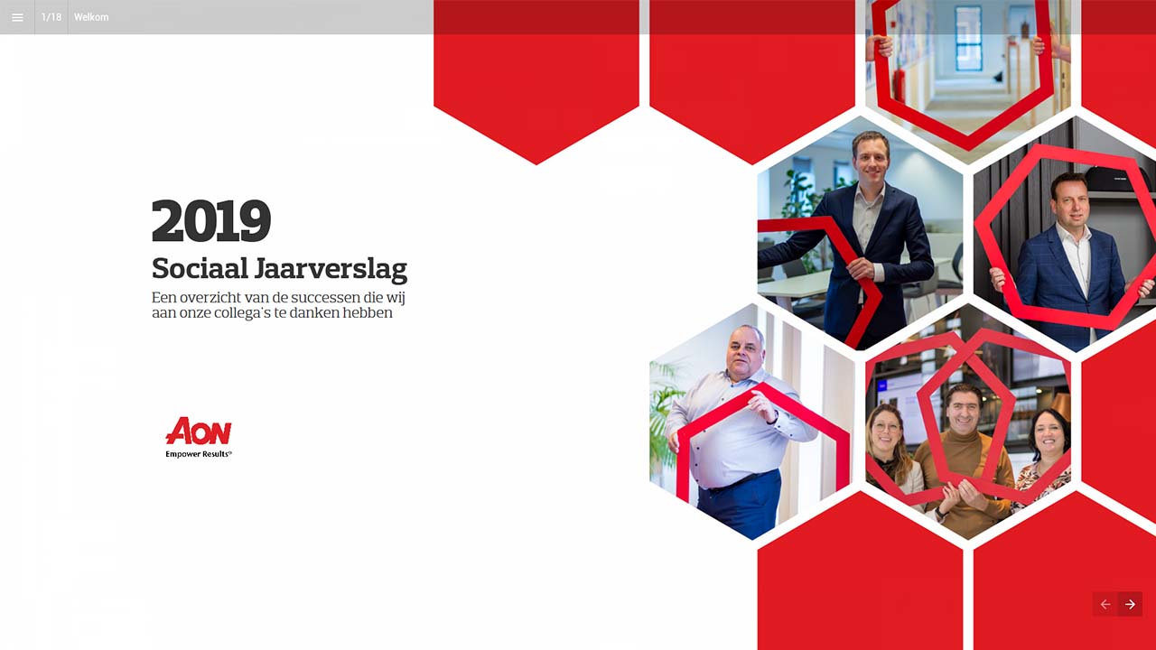 Screenshot from Aon Annual Report 2019 homepage
