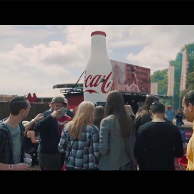 Screenshot from the video with the Coca-Cola interactive installation